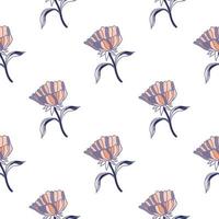 Seamless pattern with hand drawn flowers and leaves. Abstract floral wallpaper. vector