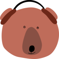 Bear brown in headphones children's drawing. png
