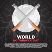 no tabacco day no smoking prohibited forbidden stop symbol world map social media template design vector