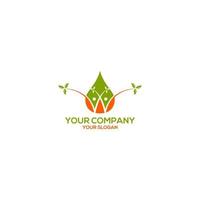 W Water Plant Logo Design Vector
