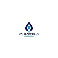 Water Drop in Spade Logo Design Vector