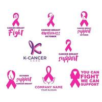 set collection of breast cancer logo vector