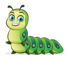 Cute caterpillar cartoon illustration isolated on white background vector