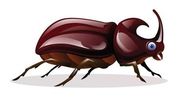 Cute rhinoceros beetle cartoon illustration isolated on white background vector