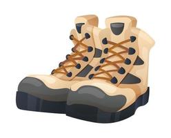 Travel boots vector illustration. A pair of shoes for hiking, camping, trekking isolated on white background