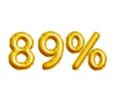 89 or Eighty-nine Percent 3D Gold Balloon. You can use this asset for your content Marketing like as Promotion, Advertisement, Ads,  Banner, Flyer, Discount Card and anymore. png