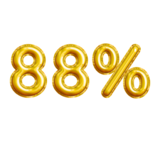 88 or Eighty-eight Percent 3D Gold Balloon. You can use this asset for your content Marketing like as Promotion, Advertisement, Ads,  Banner, Flyer, Discount Card and anymore. png