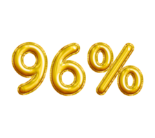 96 or Ninety-six Percent 3D Gold Balloon. You can use this asset for your content Marketing like as Promotion, Advertisement, Ads,  Banner, Flyer, Discount Card and anymore. png