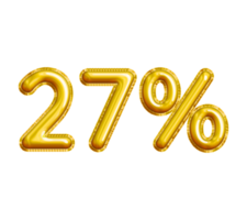 27 or Twenty-seven Percent 3D Gold Balloon. You can use this asset for your content Marketing like as Promotion, Advertisement, Ads,  Banner, Flyer, Discount Card and anymore. png