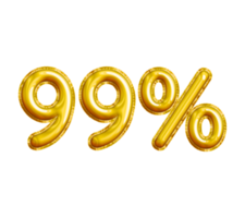 99 or Ninety-nine Percent 3D Gold Balloon. You can use this asset for your content Marketing like as Promotion, Advertisement, Ads,  Banner, Flyer, Discount Card and anymore. png