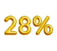 28 eller tjugoåtta procent 3d guld ballong. du kan använda sig av detta tillgång för din innehåll marknadsföring tycka om som befordran, annons, annonser, baner, flygblad, rabatt kort och längre. png
