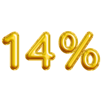 14 or Fourteen Percent 3D Gold Balloon. You can use this asset for your content Marketing like as Promotion, Advertisement, Ads,  Banner, Flyer, Discount Card and anymore. png