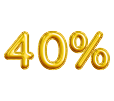 40 or Forty Percent 3D Gold Balloon. You can use this asset for your content Marketing like as Promotion, Advertisement, Ads,  Banner, Flyer, Discount Card and anymore. png