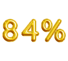 84 or Eighty-four Percent 3D Gold Balloon. You can use this asset for your content Marketing like as Promotion, Advertisement, Ads,  Banner, Flyer, Discount Card and anymore. png
