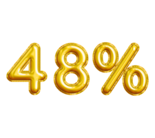 48 or Forty-eight Percent 3D Gold Balloon. You can use this asset for your content Marketing like as Promotion, Advertisement, Ads,  Banner, Flyer, Discount Card and anymore. png