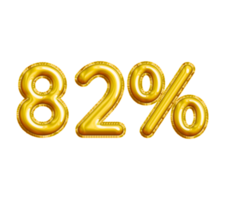 82 or Eighty-two Percent 3D Gold Balloon. You can use this asset for your content Marketing like as Promotion, Advertisement, Ads,  Banner, Flyer, Discount Card and anymore. png