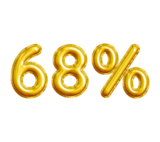 68 or Sixty-eight Percent 3D Gold Balloon. You can use this asset for your content Marketing like as Promotion, Advertisement, Ads,  Banner, Flyer, Discount Card and anymore. png