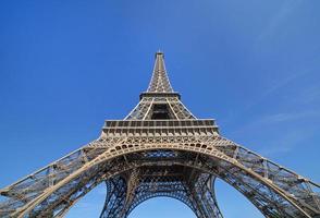 Eiffel tower in Paris against blue sky photo