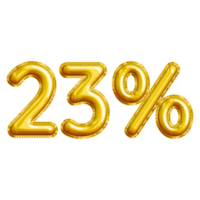 23 or Twenty-three Percent 3D Gold Balloon. You can use this asset for your content Marketing like as Promotion, Advertisement, Ads,  Banner, Flyer, Discount Card and anymore. png