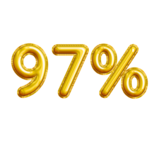 97 or Ninety-seven Percent 3D Gold Balloon. You can use this asset for your content Marketing like as Promotion, Advertisement, Ads,  Banner, Flyer, Discount Card and anymore. png
