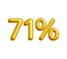 71 or Seventy-one Percent 3D Gold Balloon. You can use this asset for your content Marketing like as Promotion, Advertisement, Ads,  Banner, Flyer, Discount Card and anymore. png