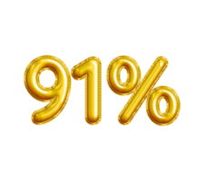 91 or Ninety-one Percent 3D Gold Balloon. You can use this asset for your content Marketing like as Promotion, Advertisement, Ads,  Banner, Flyer, Discount Card and anymore. png