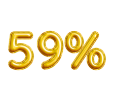 59 or Fifty-nine Percent 3D Gold Balloon. You can use this asset for your content Marketing like as Promotion, Advertisement, Ads,  Banner, Flyer, Discount Card and anymore. png