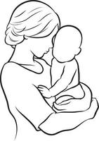 Breastfeeding Line Drawing. vector