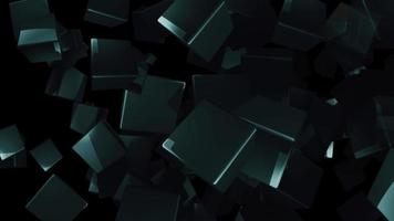 Abstract flying shiny metallic cubes technolgy motion background. video