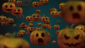 Halloween motion background - a collection of spooky pumpkins creeping towards the camera. Loopable and full hd. video