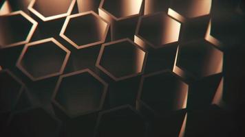 gyllene roterande isometrisk hexagoner. loopbar, full hd rörelse bakgrund. video