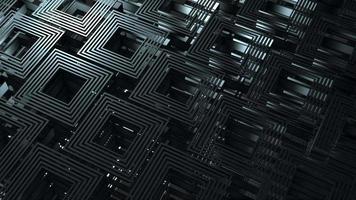 draaiend zwart isometrische wireframe kubussen. vol hd, looping abstract technologie beweging achtergrond. video