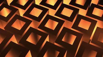 Rotating art deco isometric squares in golden light. Loopable, full hd motion background. video