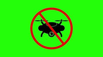 Nein Drohne Zone Verbot Zeichen Animation auf Grün Hintergrund video