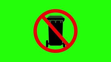 Nein Müll Symbol Symbol Animation auf Grün Hintergrund video