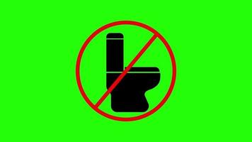 Nej toalett. restriktion, ikon animering på grön bakgrund video