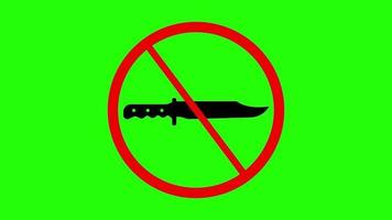 No Knife or Sharp Objects Allowed Sign. Restriction Icon Animation