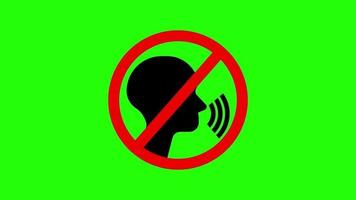 Nein Herstellung Lärm Beschränkung Symbol Animation auf Grün Hintergrund video