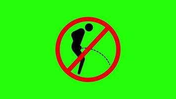 No Pee, No Urinating Icon Animation on Green Background video