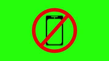 No Mobile or Smart Phone Allowed Animation on Green Background video