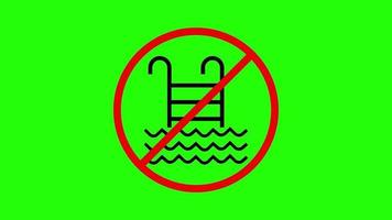 No nadando en el piscina restricción icono animación en verde antecedentes video