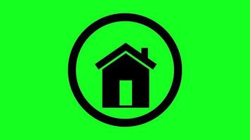 maison, message, téléphone contact et emplacement Animé Icônes sur vert Contexte video