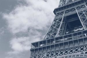 close up of Eiffel tower colored in gray color photo