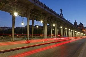 bridge Bir Hakeim in Paris at night photo