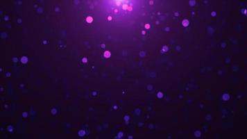 Abstract background of purple luminous particles and bokeh dots of festive energy magic, video 4k, 60 fps