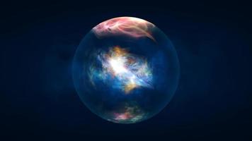 abstract bal gebied planeet iriserend energie transparant glas magie met energie golven in de kern abstract achtergrond. video 4k, 60 fps