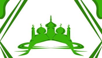 Background Illustration of the theme of Ramadan and Eid al-Fitr and Eid al-Adha, with the image of a green mosque vector