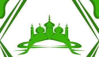 Background Illustration of the theme of Ramadan and Eid al-Fitr and Eid al-Adha, with the image of a green mosque vector