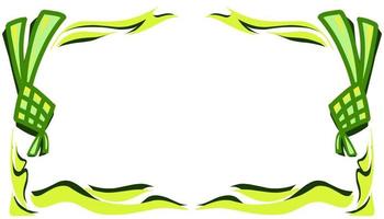 The illustration background with a Ramadan and Eid themed design, has a steamed diamond shaped rice or ketupat and has green and yellow elements vector