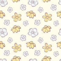 Hand drawn sketch flower seamless pattern. line art flower background. vector